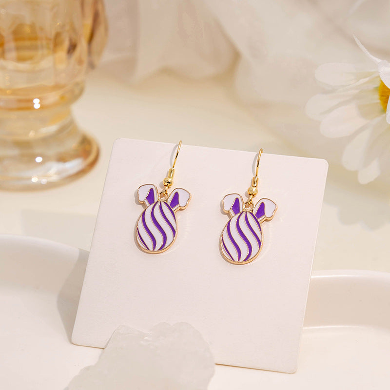 Wholesale Easter Egg Cartoon Oil Drop Earrings