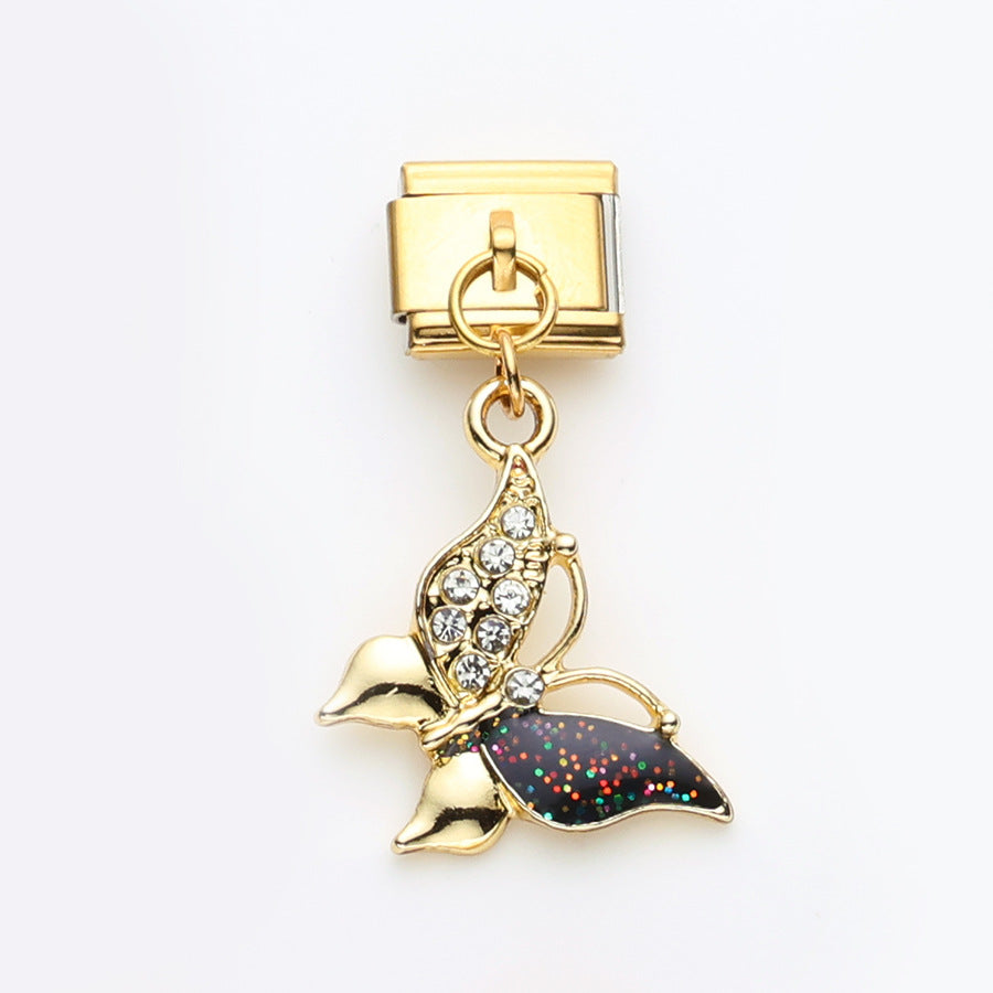 Wholesale 10pcs Italian Charm Bracelet 9mm DIY Splicing Butterfly Bee Stainless Steel Composable Bracelet