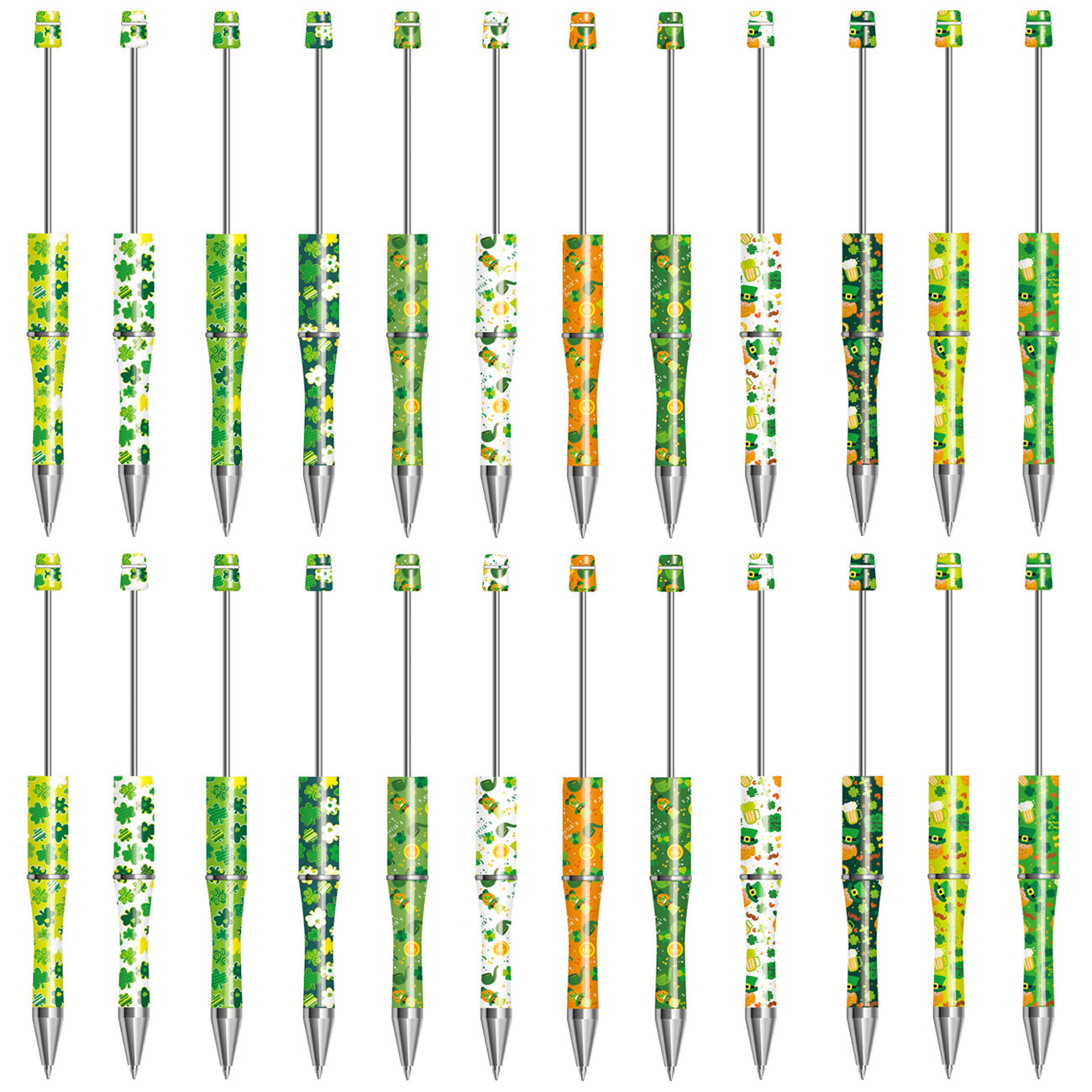 Wholesale Beadable Pens St. Patrick's Day Clover Plastic Pens DIY for Beaded