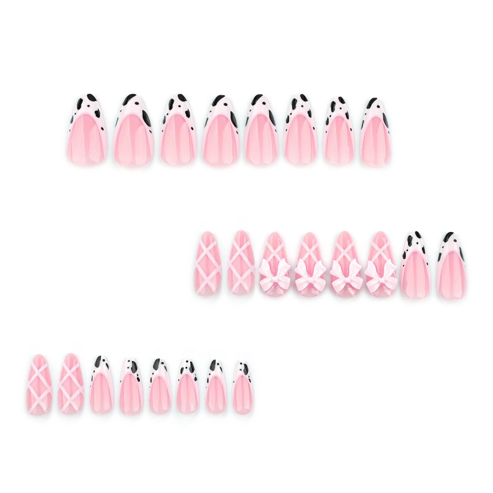 Wholesale 24 Pieces/box Pink Sweet Bow Nails Kits Nail Stickers