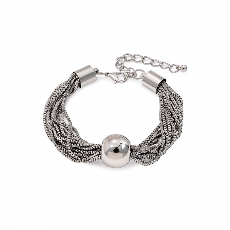 Wholesale Electroplated Metal Multi-Layer Chain Ball Bracelet - European American Style Chic Women' s Jewelry