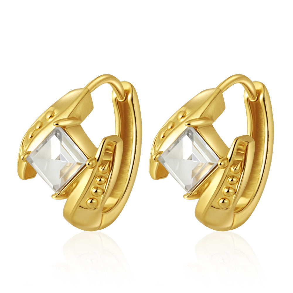 Wholesale Zircon Earrings Stainless Steel 18K Plated Trendy Jewelry Accessory for Women