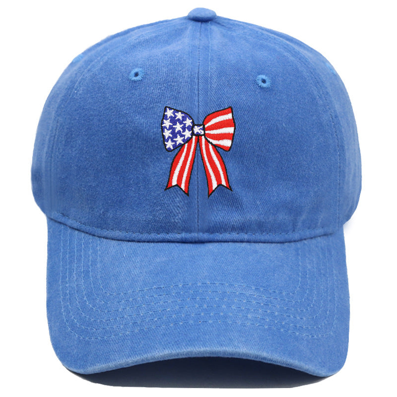 Wholesale American Independence Day flag  bow embroidered baseball cap