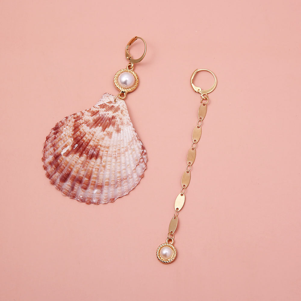 Wholesale natural shell-shaped earrings fan-shaped tassel long Vintage Bohemian Heart Hollow Round Turquoise Earrings