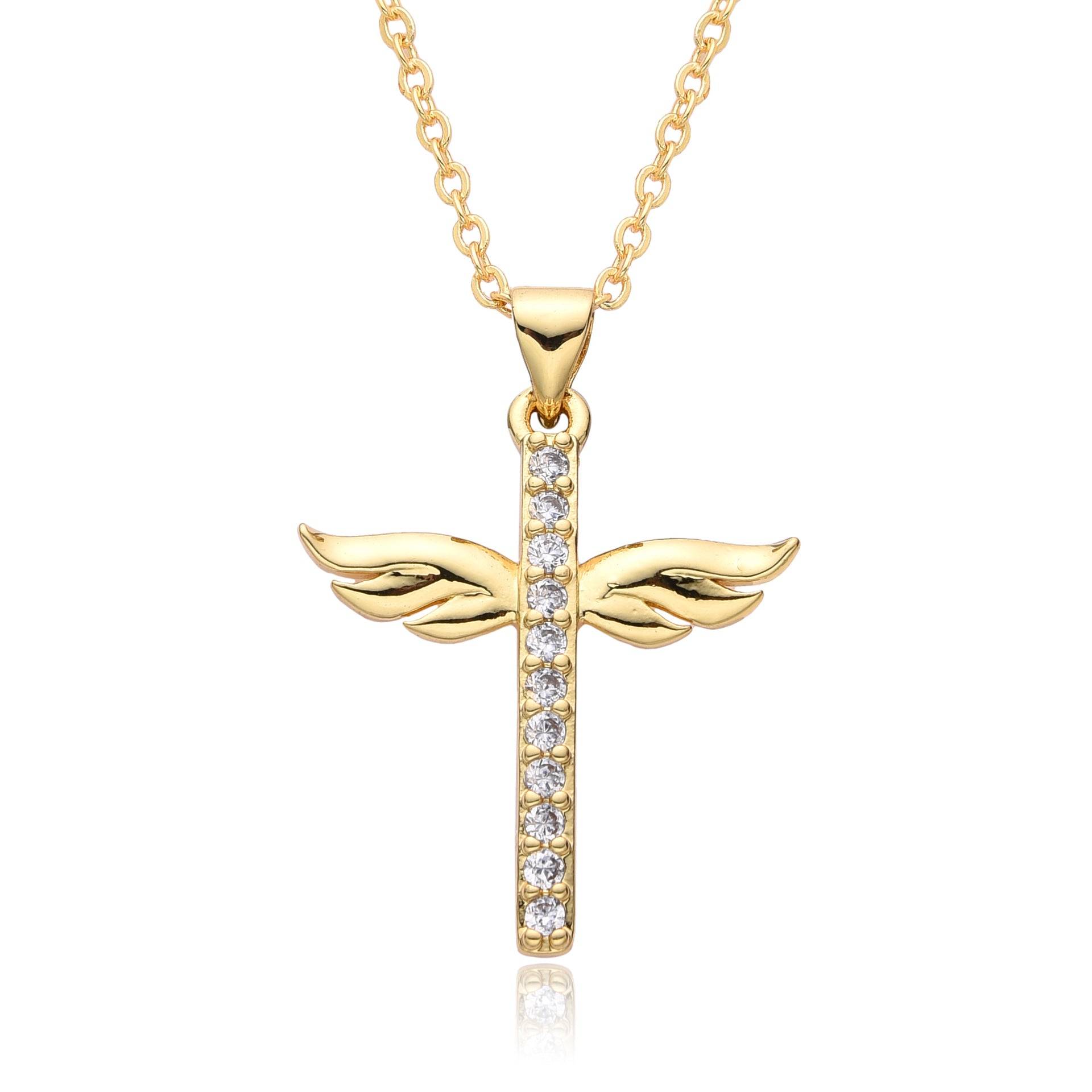 Wholesale retro cross micro inlaid zircon copper gold-plated necklace