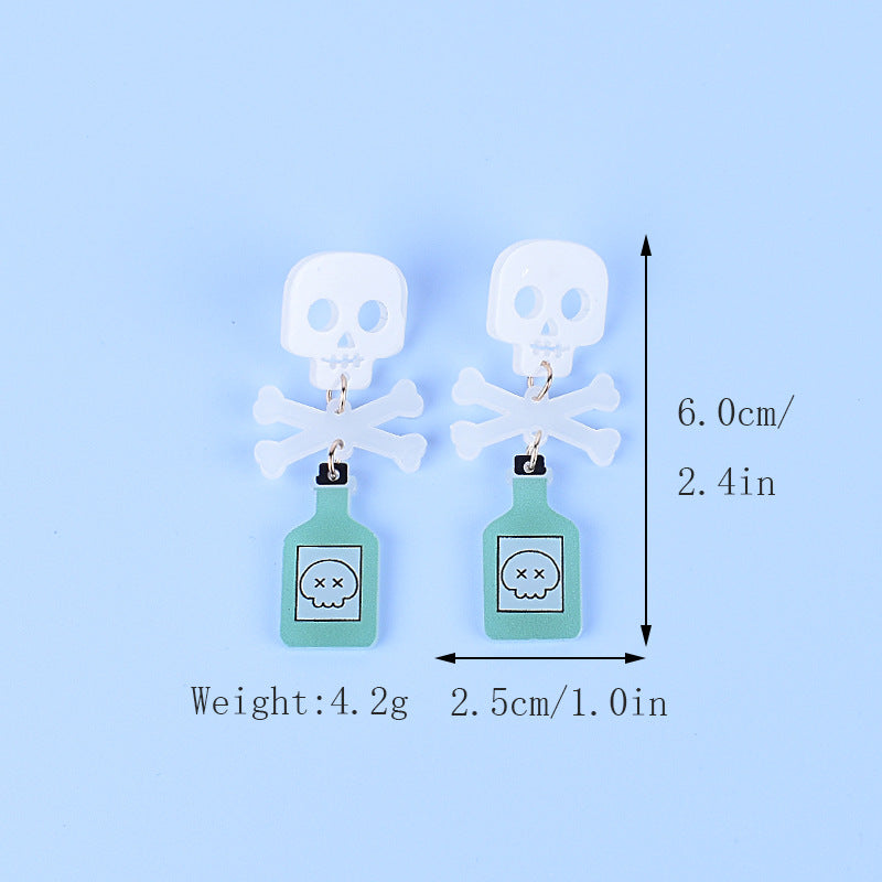 Wholesale Acrylic  Halloween  luminous fluorescent pumpkin ghost earrings