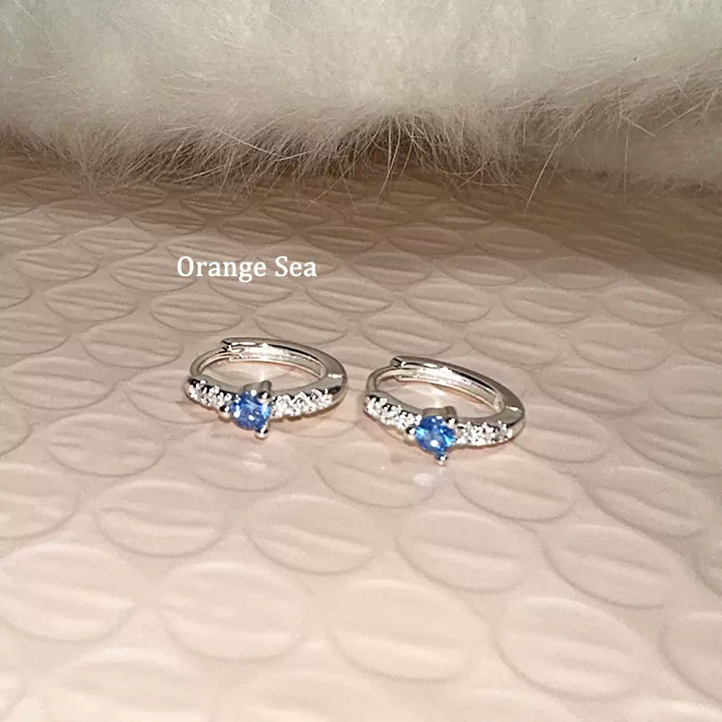 Wholesale titanium steel navy blue and white earrings