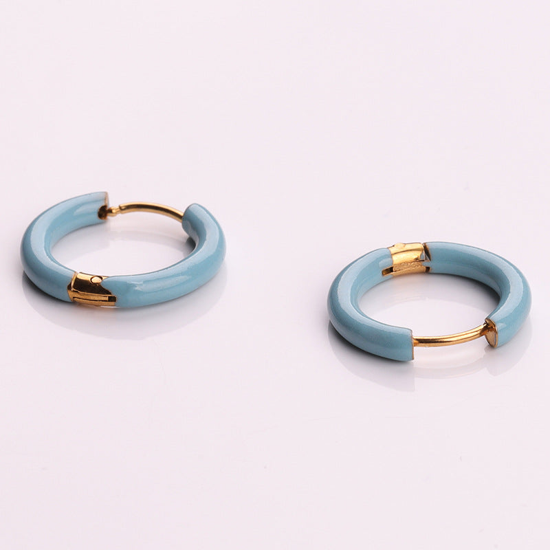 Wholesale Titanium Steel Earrings Multicolor Oil Drop Earrings ACC-ES-RuiX003