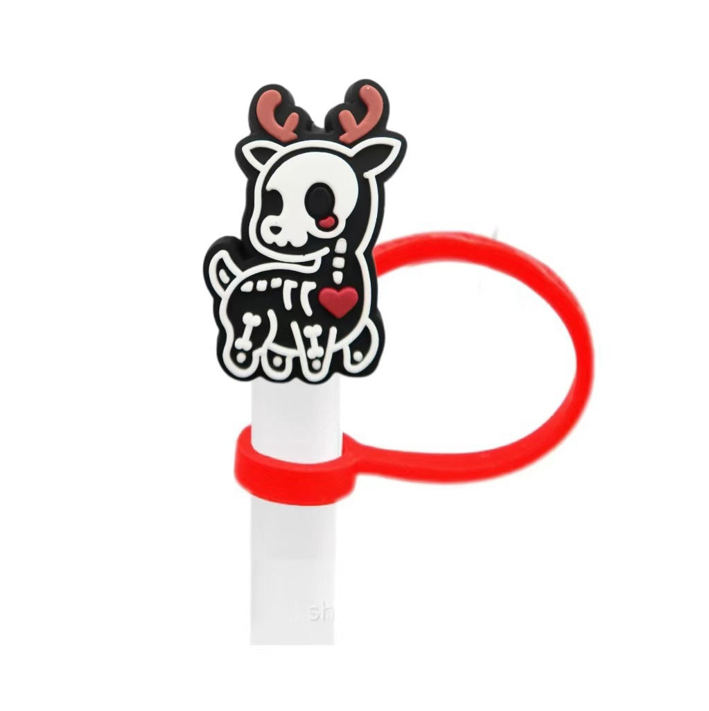 Wholesale 10pcs  themed animal skull shapes Straw Cover Straw Tube Cap