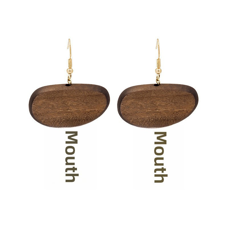 Wholesale Retro Geometric Wood Exaggerated Water Drop Hollow Bohemian Earrings
