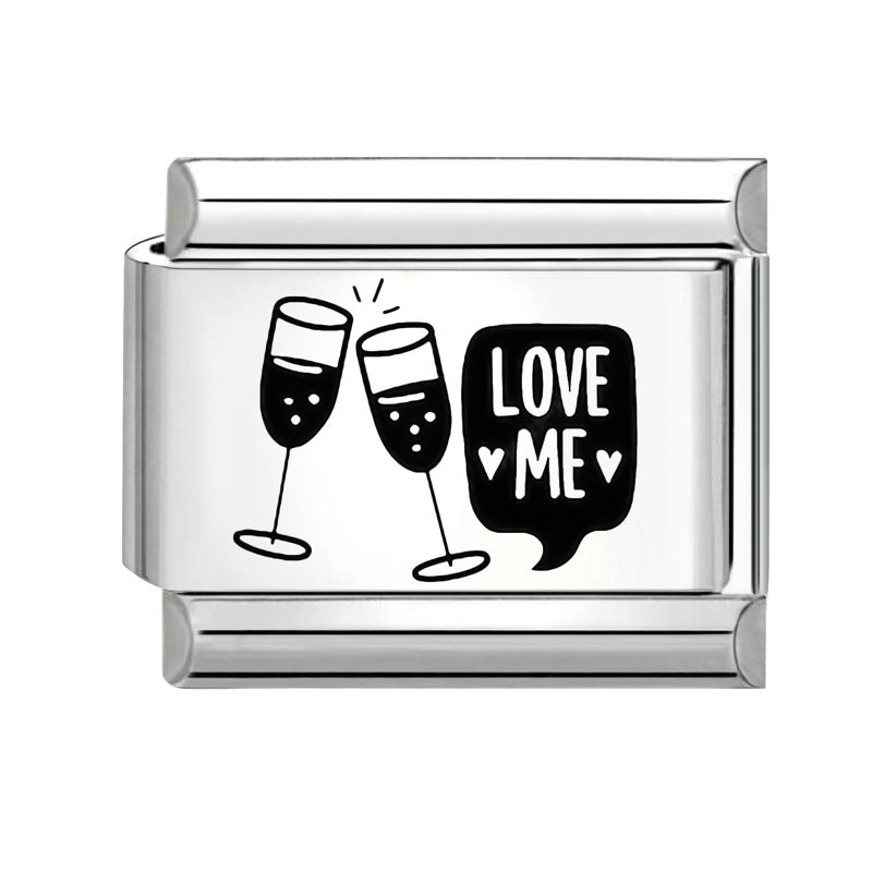 Wholesale  Italian Charm Bracelet 9mm DIY Splicing Removable Black and White Series Stainless Steel Composable Bracelet