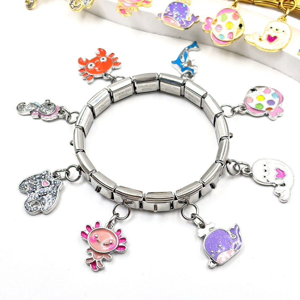 Wholesale  Italian Charm Bracelet 9mm DIY Animal Series   Creative Stainless Steel Composable Bracelet