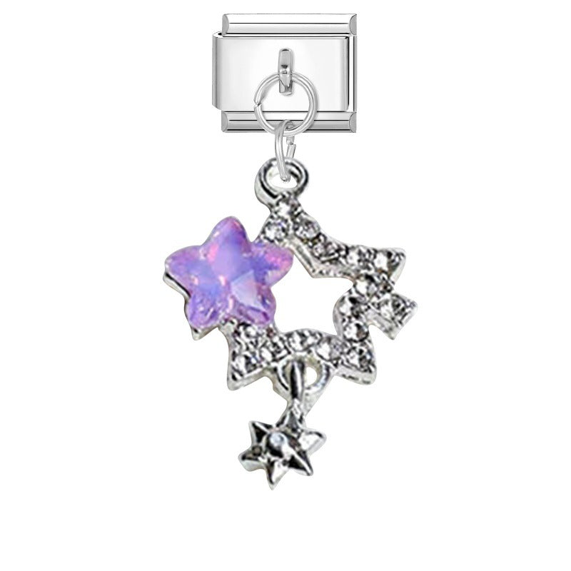 Wholesale Italian Charm Bracelet 9mm DIY Pink Purple   Creative Stainless Steel Composable Bracelet