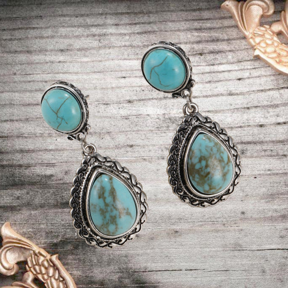 Wholesale  retro Bohemian ethnic style turquoise earrings
