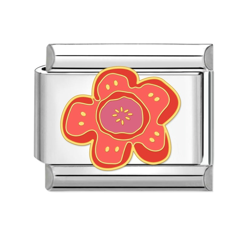 Wholesale Italian Charm Bracelet 9mm DIY Splicing Creative Flower Plant Stainless Steel Composable Bracelet