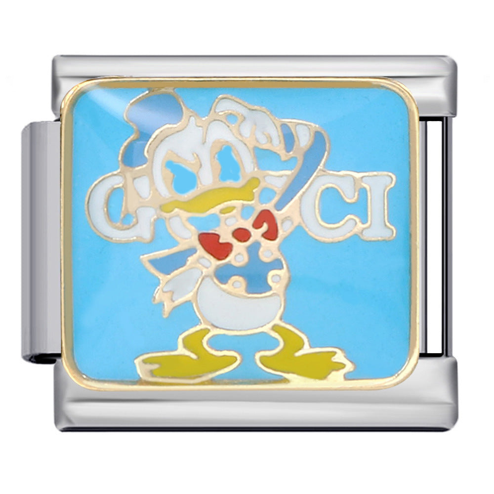 Wholesale   Cartoon Stainless  Italian Modular Bracelet DIY Elastic Accessories