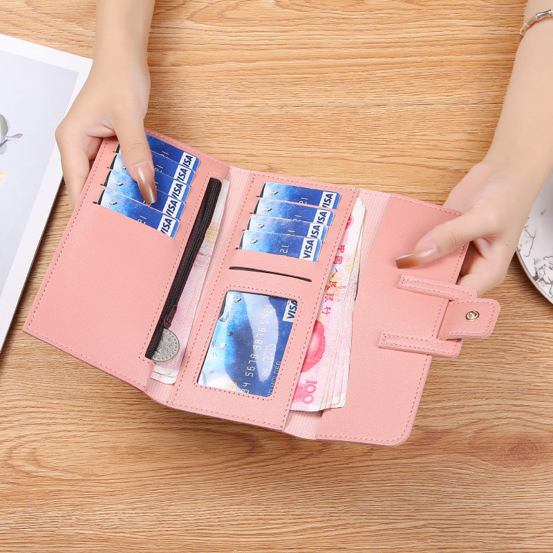 Wholesale Women's Long Trifold Flap Wallet