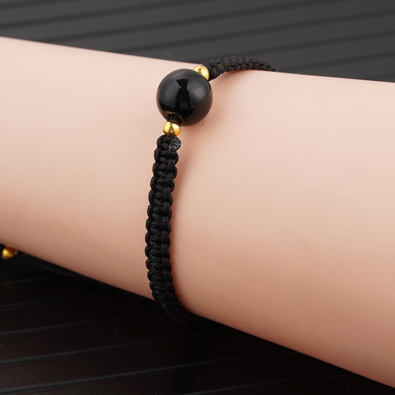 Wholesale 2PCS Obsidian Lucky Beads Red Strawberry Quartz Crystal Bracelet Natural Stone ACC-BT-Pufei001