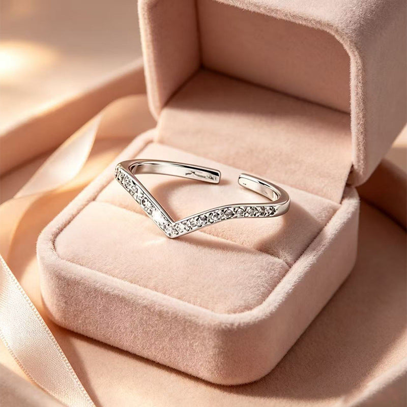 Wholesale Geometric Open Ring with CZ Stones,  Fashion Accessory for Women,  Boutique Resale