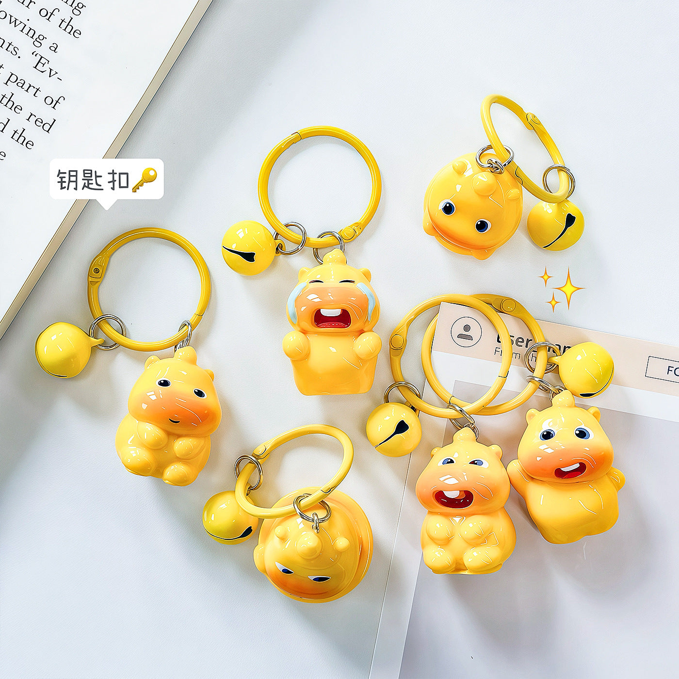Wholesale Cute 3D Capybara Bell Keychain Plastic Resin Decorative Accessory Gift for Students