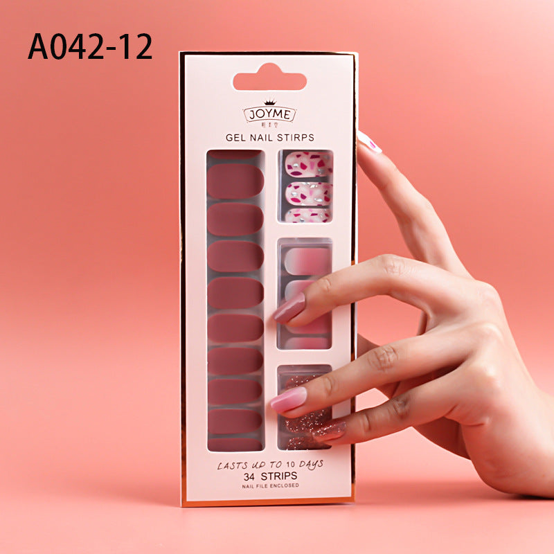 Wholesale Plastic Nail Stickers, Waterproof, Baking Free, Solid Color Nail Stickers, 34 Stickers Without Curling Edges ACC-NS-XKQ007