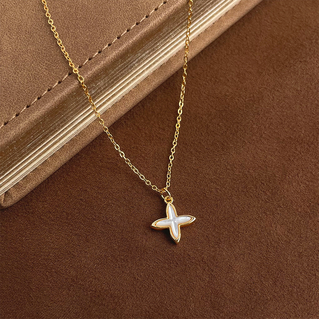 Wholesale Luxury Mother-of-Pearl Necklace for Women,  Fashionable Zirconia Clavicle Chain,  High-End Sweater Chain