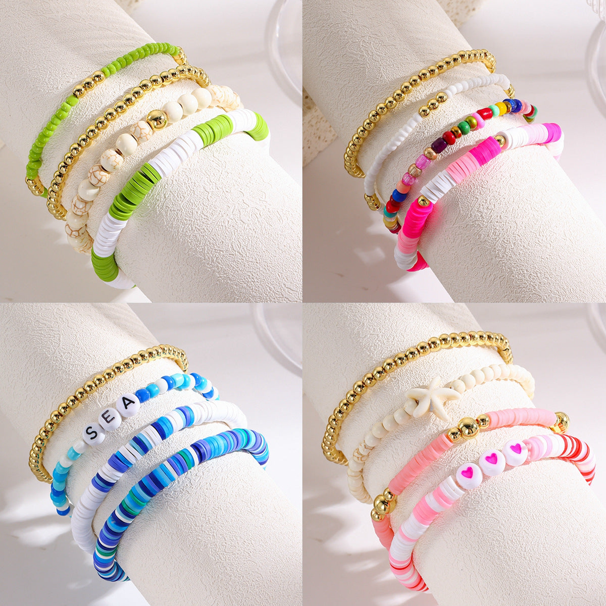 Wholesale  Bohemian Letter Beaded Suit Soft Ceramic Bracelet