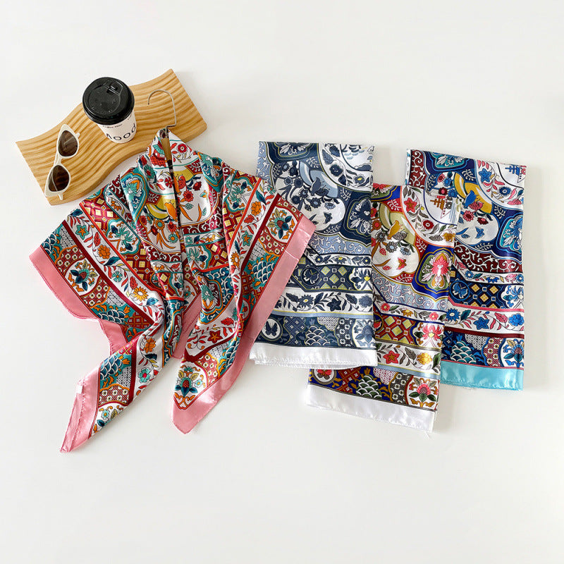 Wholesale Large Square Scarf Vintage Printed Scarf 90cm Turban