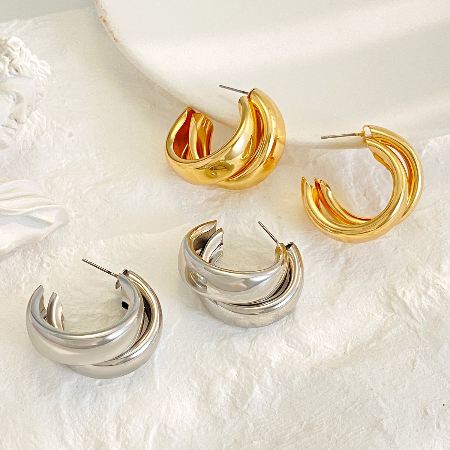 Wholesale Vintage Gold Geometric Circle Earrings ACC-ES-MY030