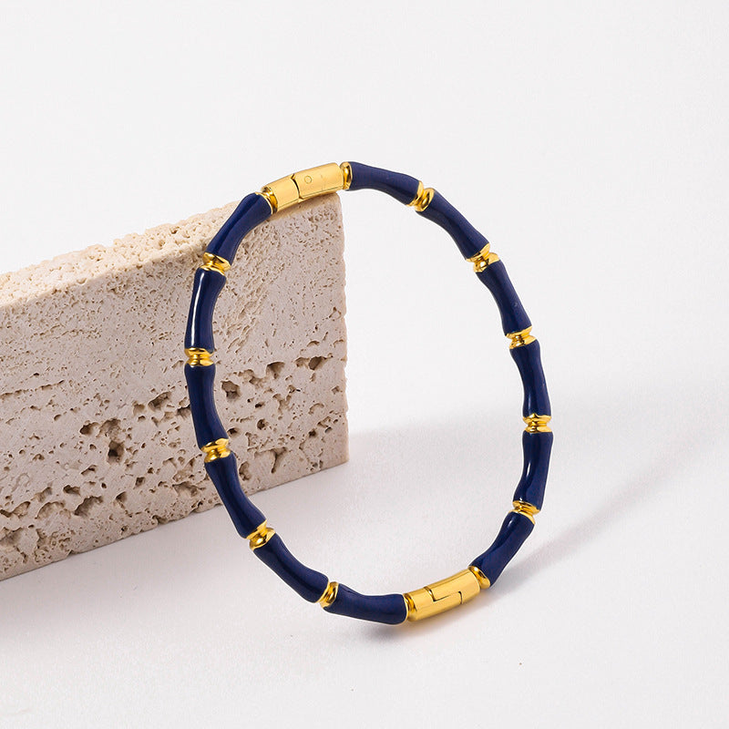 Wholesale Oil Drop Stainless Steel Multicolor Bamboo Bracelet ACC-BT-RuiX003