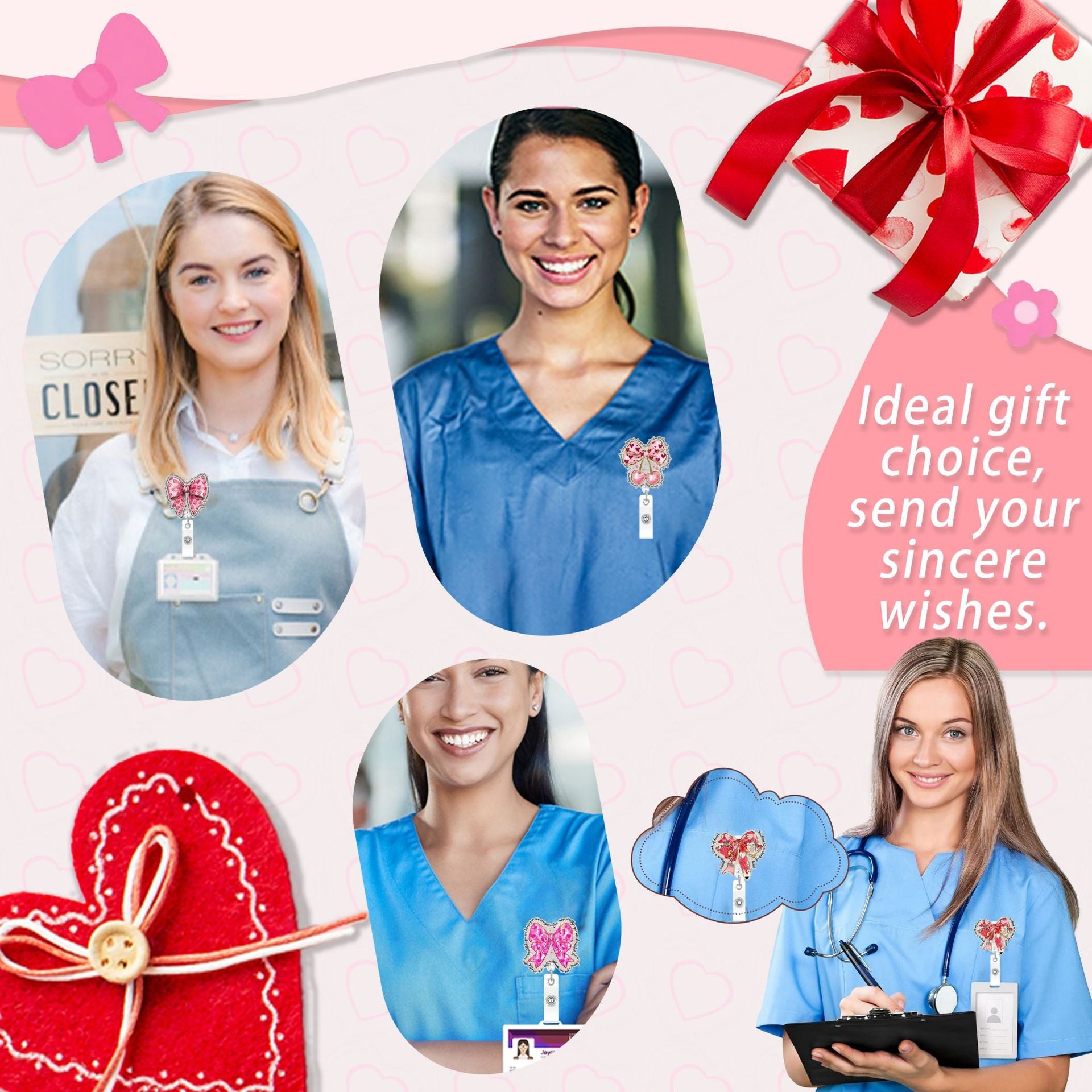 Wholesale  creative quote pink bow Badge Reels