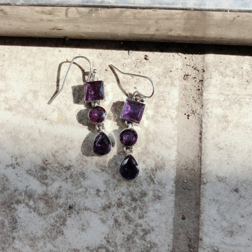 Wholesale Lavender Amethyst Rhinestone Long Drop Earrings For Women Trendy Jewelry Accessory Gift