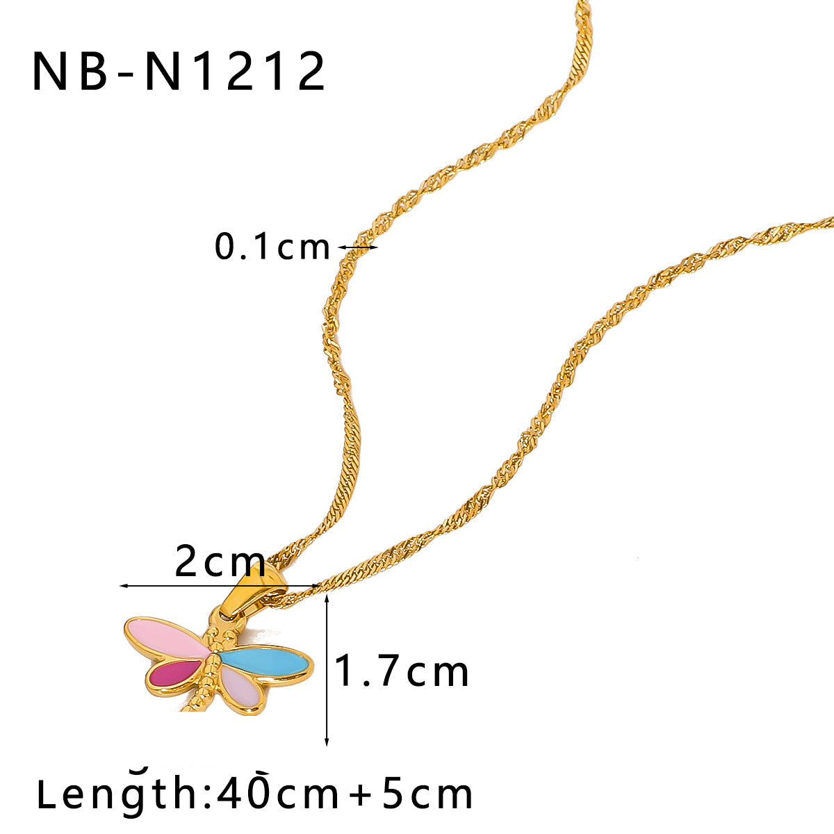 Wholesale Rainbow Butterfly Insect Dragonfly Titanium Steel Oil Drop Necklace