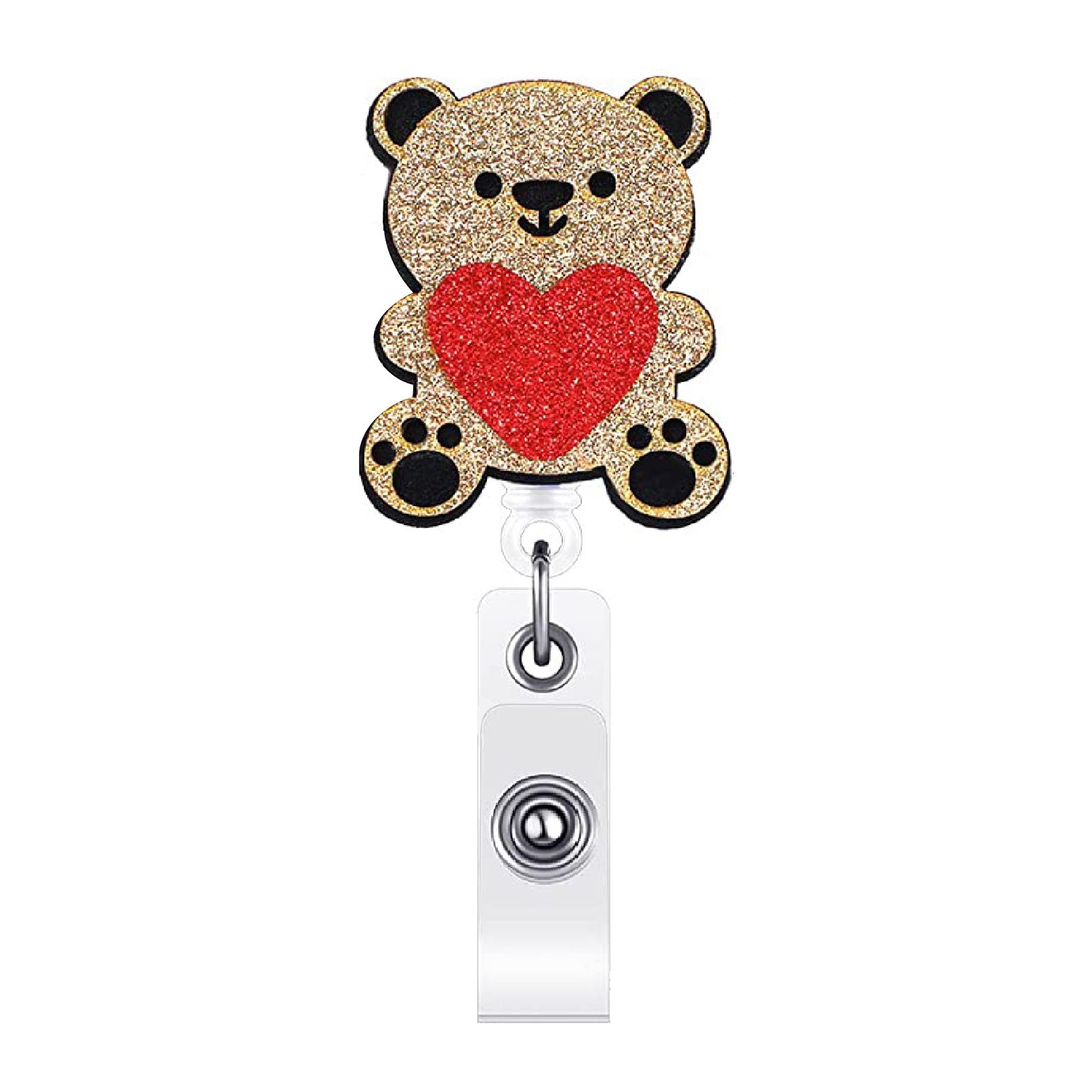 Wholesale Acrylic Glitter Embroidery Love Telescopic Rotating Badge Keychain ACC-KC-QiDing015