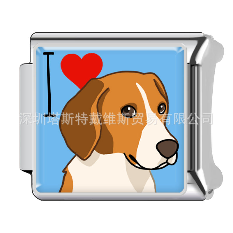 Wholesale Dark Egyptian Cute Pet Stainless Steel Charms DIY Bracelet Watch Strap Fashion Jewelry Accessory Gift For Boutique Resale