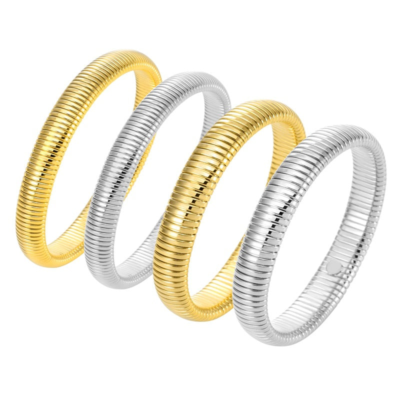 Bracciale elastico in acciaio al titanio a semicerchio all'ingrosso