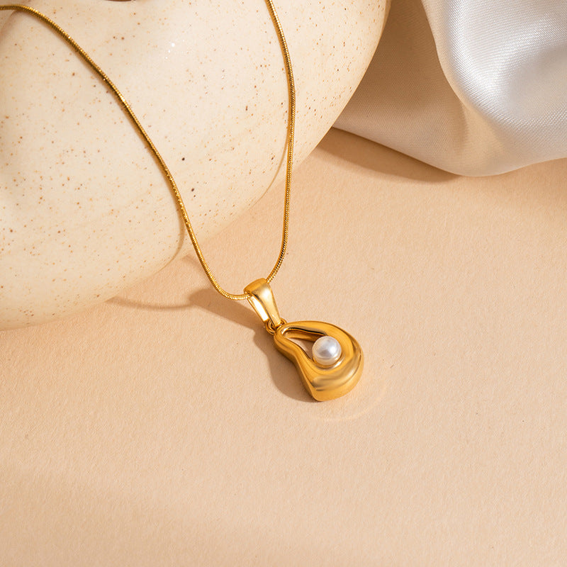 Wholesale Baroque Pearl Necklace Irregular Stainless Steel Jewelry Accessory Trendy Gift