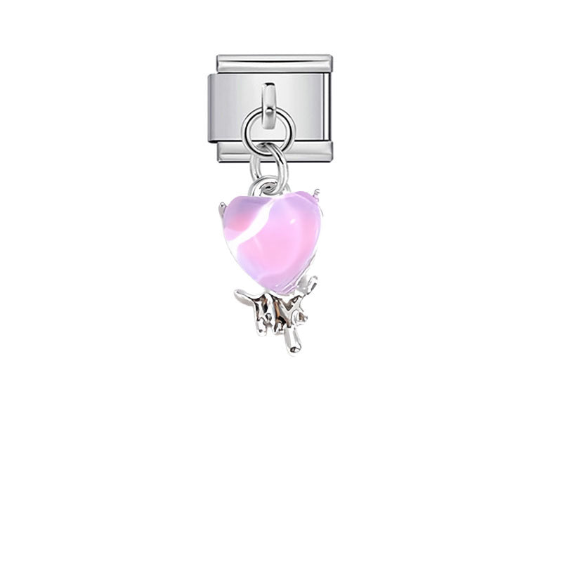 Wholesale Pink Crystal Flower Moon Pendant Charm for DIY Bracelet Watch - Stylish Jewelry Accessory for Women