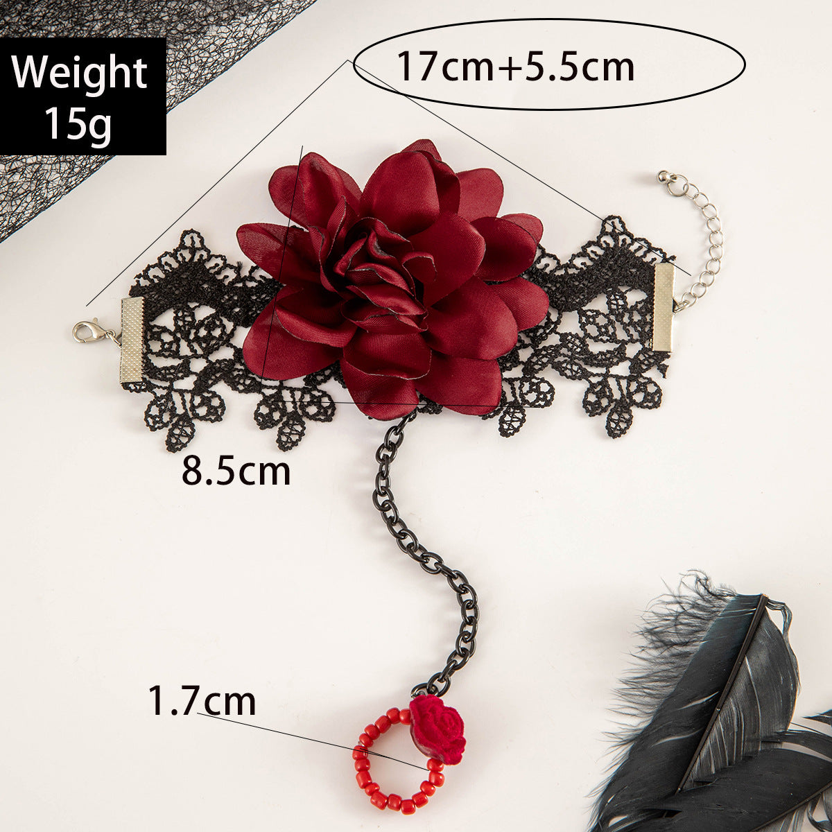 Wholesale  Gothic Style Rose Big Flower Lace Finger Chain Bracelet