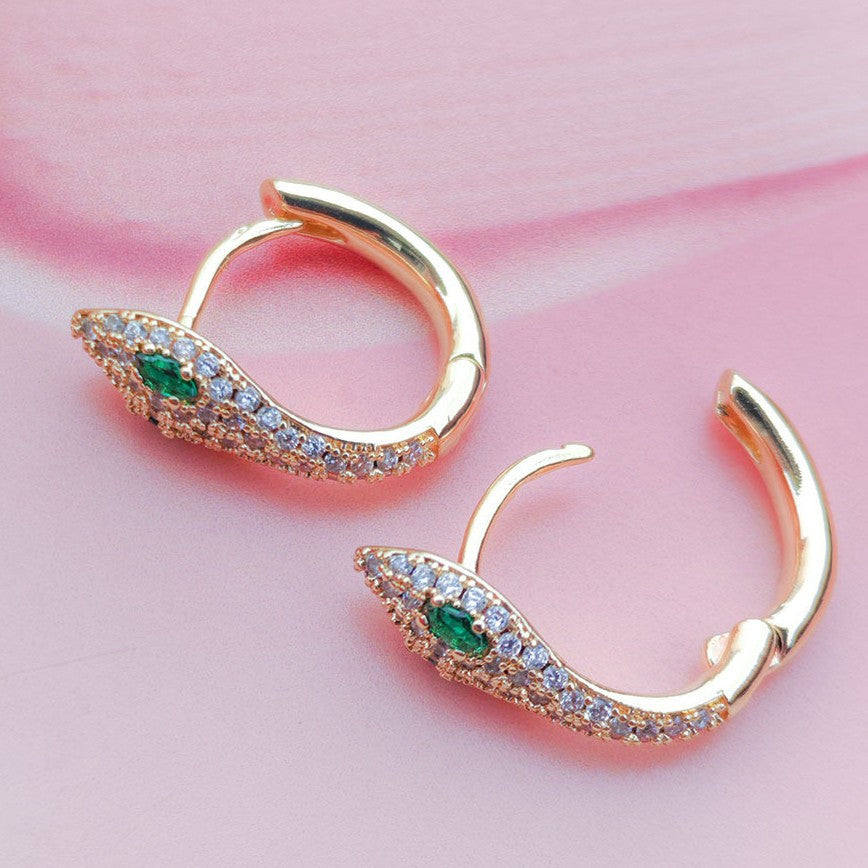 Wholesale light luxury snake-shaped micro-inlaid zircon earrings