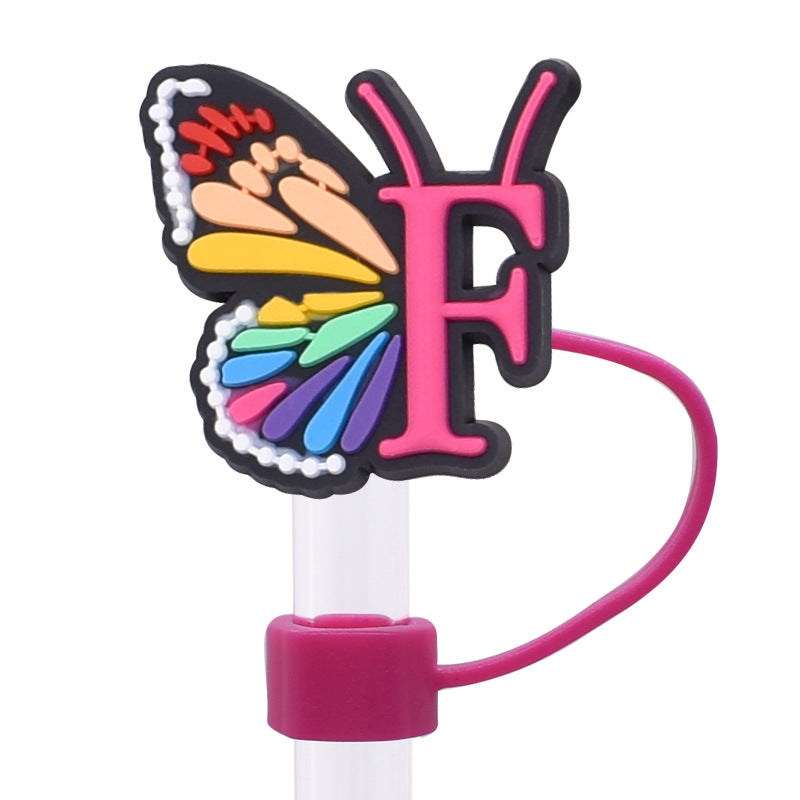 Wholesale Random 100pcs Creative DIY butterfly letters Straw Cover Straw Tube Cap