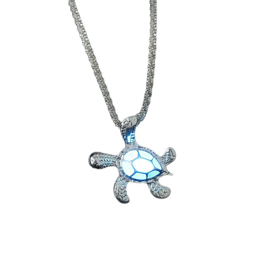 Wholesale Silver  ocean turtle oil drop luminous glowing shiny  cauliflower necklace