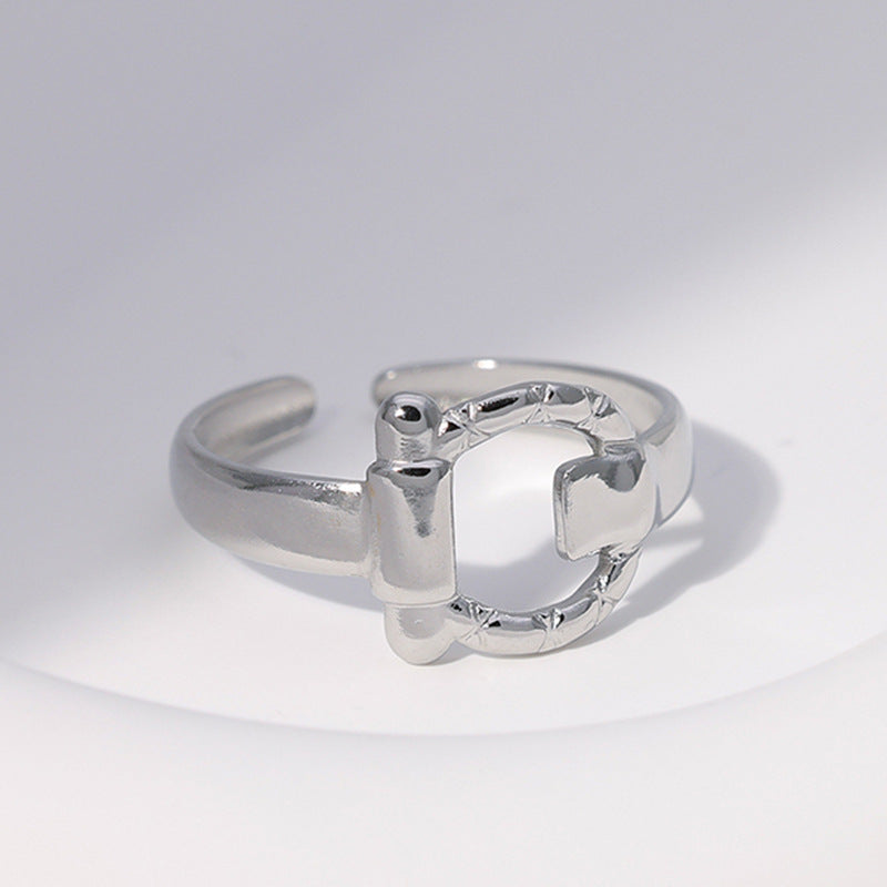 Wholesale Leaf Heart Shape Open Stainless Steel Rings ACC-RS-Manguo005