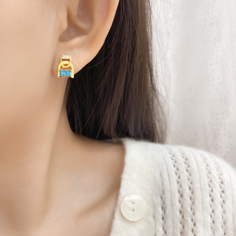 Wholesale  S925 Sterling Silver Zirconia Letter Earrings