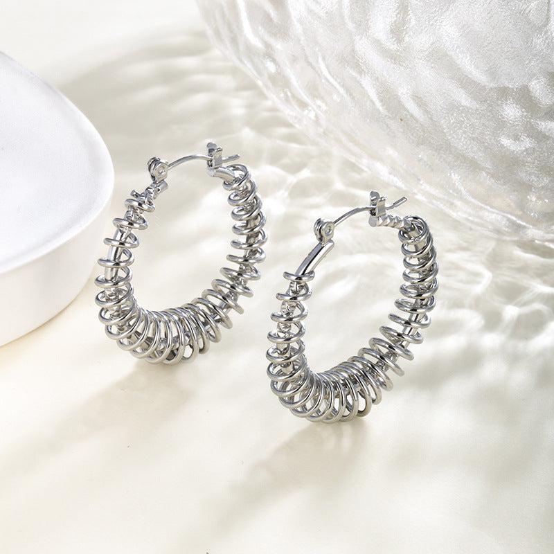 Wholesale Stainless steel heart-shaped large circle earrings