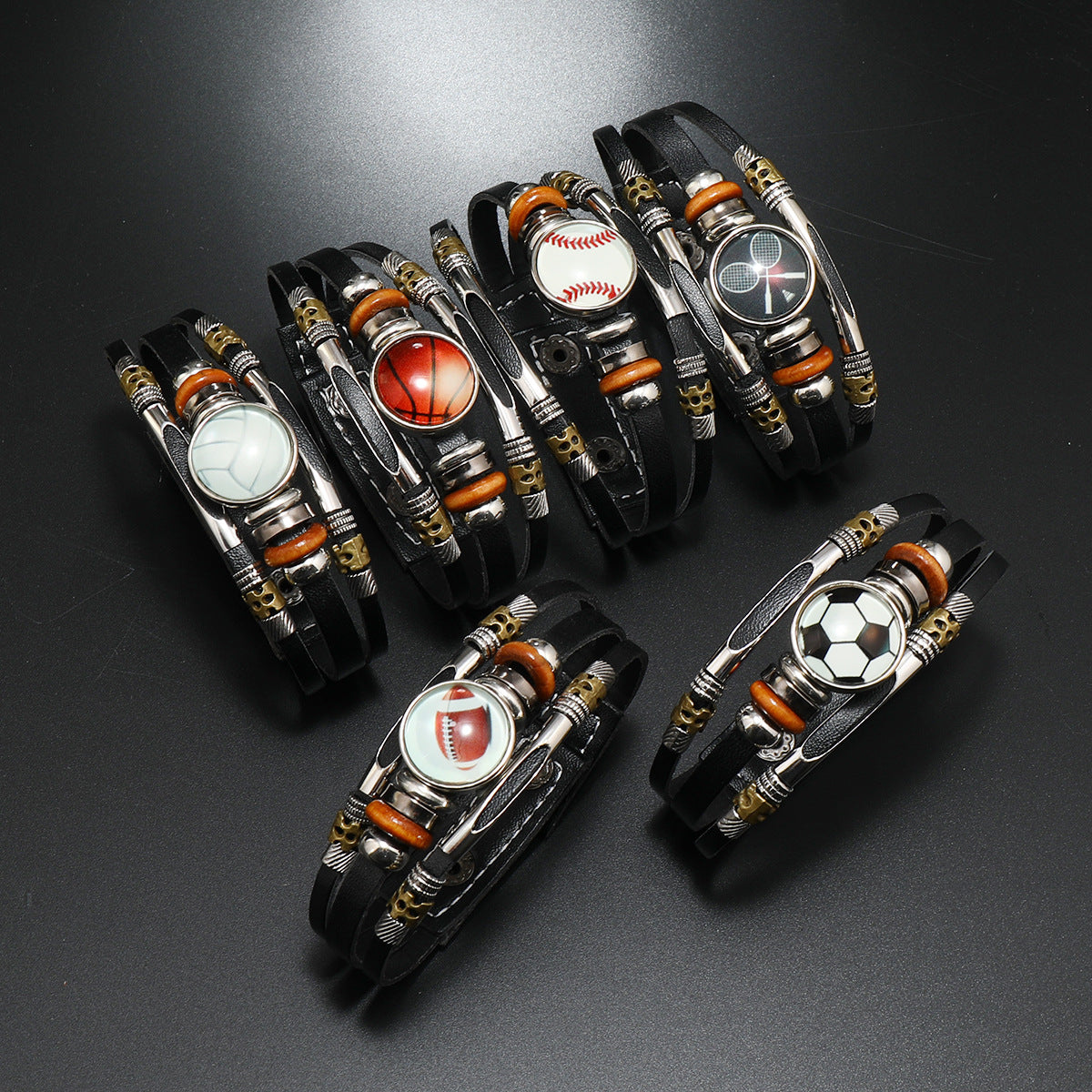 Wholesale Luminous Football Leather Bracelet ACC-BT-Saih006