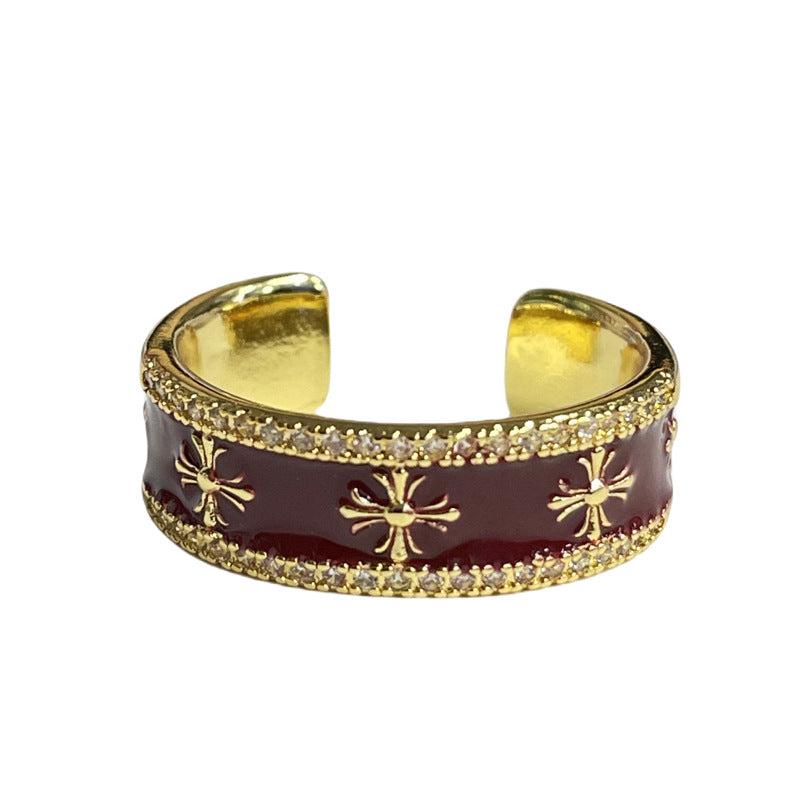 Wholesale Red Drop Glaze White Open Ring