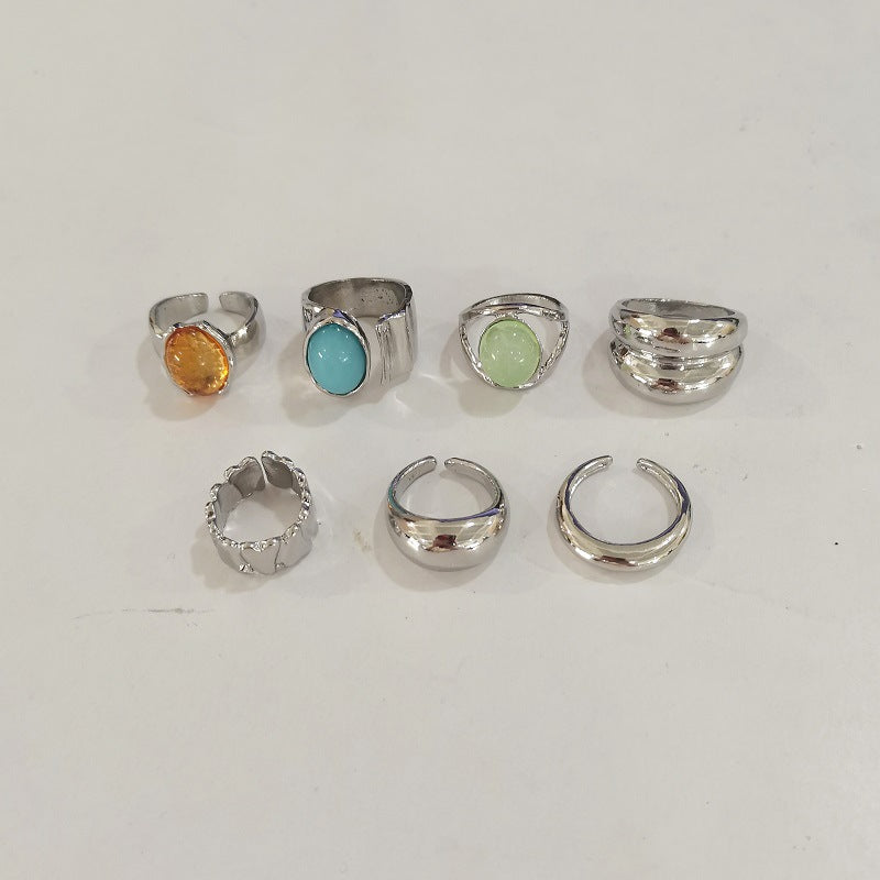 Wholesale Metal Hammered Open Ring Set,  Stackable Vintage Style Gift Fashion Accessories