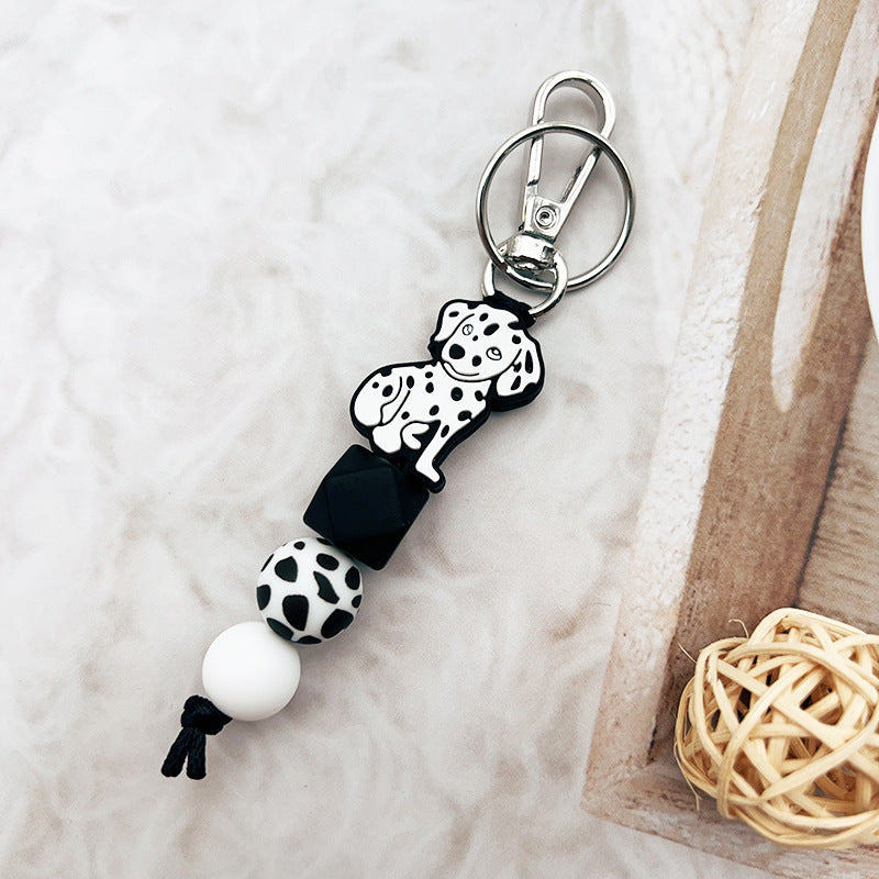 Wholesale Cute Puppy Silicone Beaded Keychain ACC-KC-JiuYa002