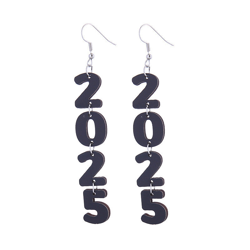 Wholesale cute 2025 number wooden earrings
